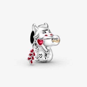 100% 925 Ayar Gümüş Sevimli Ox Charms Fit Pandora Orijinal Avrupa Charm Bilezik Moda Kadınlar Düğün Nişan Takı Aksesuarları