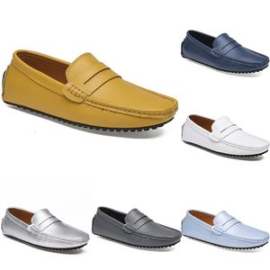 leather peas men's casual driving shoes soft sole fashion black navy white blue silver yellow grey footwear all-match lazy cross-border 38-46 color68