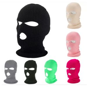 Full Face Cover Masker Drie 3 Gat Balaclava Brei Hat Army Tactical CS Winter Warm Beanie Winddicht Hoofddeksel Party Masks Boutique 24