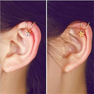Charms Ear Stud Clip Anelli gioielli coreani femminile adorabile singolo diamante stella falsa osso senza fori