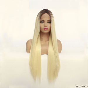 Silky Straight 613 Blonde Synthetic Lace Front Wig 12~26 inches Simulation Human Hair Wigs 181115-613 Perreque