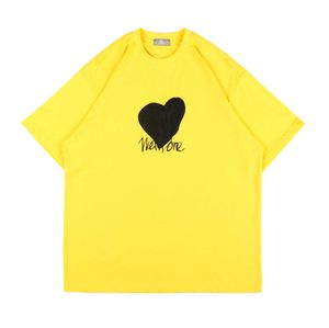 Erkek T-Shirt Gelgit Marka We11done 21ss Yeni Uzun Kısa Kollu Aşk Siyah Deri Erkekler Ve Kadınlar Gevşek Çift T