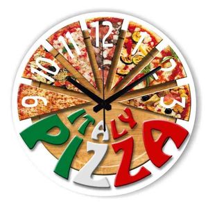 Moda Pizza Cozinha Decorativa Relógio De Parede com Relógio Impermeável Rosto Restaurante Decoração de Parede Relógio Relógio Decoração de Casa 210325