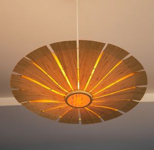 Modern Bamboo Pingente Lâmpada UFO Guarda-chuva Pastoral Natural Hotel Restaurante Dinning Hall Bar Café Nordic Wood Suspension Light