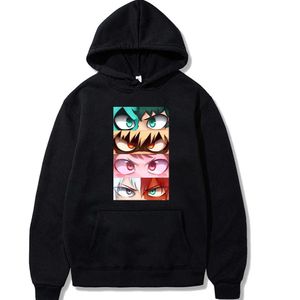 Anime My Hero Academia Eyes Hoodie Mężczyzna Z Długim Rękawem Harajuku Bluzy Męskie Luźne Bluzki Mężczyźni Obratki Y0803