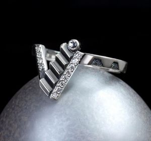 Anelli di nozze uniche Silver Zircon Ladder Engagement Ring Cocktail Party Women's Jewelry Anniversary Christmas Gifts