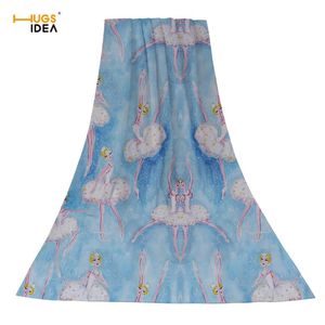 Handduk Hugsidea Ballet Dance Princess Blå Handdukar Superabsorbent Hem Textil Barnbad / Ansikte Tjock Stor Resa Mikrofiber Toalla