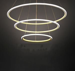 Lampade a sospensione moderne a 3 anelli circolari a LED per soggiorno, sala da pranzo Lustre Apparecchio a soffitto sospeso