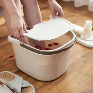 Baldes portáteis do pé plástico Bath Spa Massagem Bucket Lavar bacias com tampa e manípulo Atacado