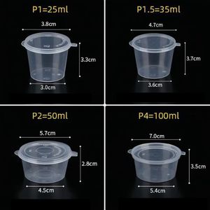 2000pcs Food Dispensers P1 25ml 1oz Leak Proof Plastic Condiment Souffle Container With Lids Portion Cup for Sauces Samples Slime Jello Shot Storage Box DHL Delivery