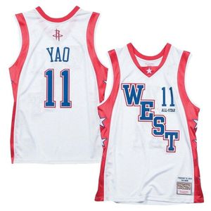 Costurou yao ming 2004 All Star West White Jersey Tamanho XS-6XL Custom qualquer Número Número Número Basquete Jerseys