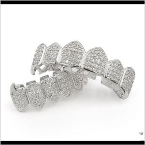 Grills Brace Hip Hop Sentimento Exótico Ambiente Jóias de Hiphop 18k Dentes Grillz Caps Brace 2 Colors Acessórios WCWHB Grills 74H6E