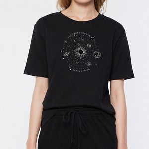 Etrafında neler gider Güneş sistemi baskı t-shirt kadın tumblr moda boho tarzı tee sevimli hipster gömlek 210518