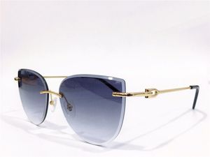 Venda de moda óculos de sol 0003RS Frameless Cat-Eye frame Templo de metal simples avant-garde estilo UV400 Proteção Eyewear