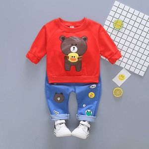 Ragazzi Abbigliamento per bambini Cartone animato Autunno Orso Set di vestiti T-shirt a maniche lunghe Pantaloni Set di abbigliamento per bambini Set di moda per bambini