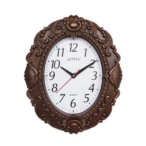 Wall Clocks Retro Oval Gift Plastic Practical Accurate Clock Office Indoor Non-Ticking Home Decor Silent Accessories Battery Operated