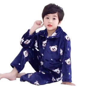 Winter Homewear Dla Baby Girls Boys Coral Fleece Cute Princess Sprzedaż Piżamy 2-11T Kids Swilingwear Dziecko Koszula 211109