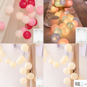 6cm Cotton Ball 3m 20 LED Fairy Lighting Garland String Lights For Holiday Christmas Party Wedding Romantic Decorations Y0720