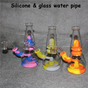 Silikon-DAB-Rig-Hukahn-Glas-Öl-Rigs-Kräuter-Bubbler-Schüssel Silicon Bong-Mini-Rohrrecycler-Halsaus