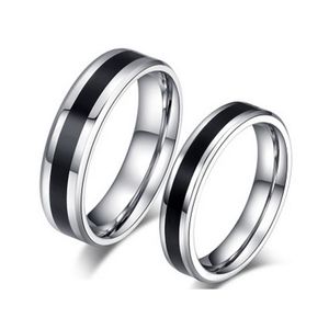 Mäns Tungsten Bröllopsband Ringar Tunn Black Line Engagement Ring Male Smycken 6mm bred