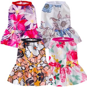 Pet Dog Apparel Big Flower Bright Color Dress for Small Dog Puppy Cat Clothes Skirt Spring Summer Pet Costume