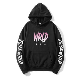 2023 Black and White Red j Uicewrld Hoodie Sweatshirt Juice Wrld Wrld Trap Rap Rainbow Glitch World X0601