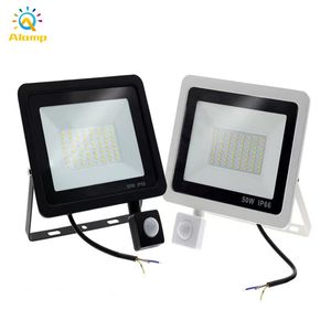 LED Flood Light PIR Motion Sensor Floodlights 220V 110V Vattentät Utomhusreflektorljus 10W 30W 50W 100W Garden Street Lampa