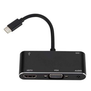 ドッキングステーションアダプタコンボタイプCハブPD 5 in 1コンバータセット家庭用VGA 3.5mm USB3.0コンピュータセーフティパーツタイプCポート