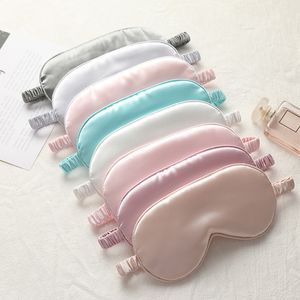 2021 Double-sided imitation silk sleep eye mask shading elastic straps travel pure color breathable beauty 31 colors