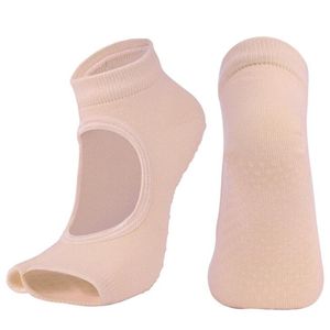 Partihandel Högkvalitativa Kvinnor Silikon Non-Slip Elastic Ballett Solor Professionell Halv Toe Grip Stocking Fitness Yoga Strumpor Pilates Inomhus Training Backless Sock