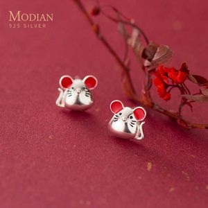 Fashion Animal Ear Studs for Women Pure 925 Sterling Silver Lovely Little Mouse Stud Earrings National Style Fine Jewelry 210707