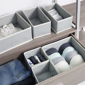 6 Pcs Non-woven Fabric Organizer For Underwear Solid Wardrobe Drawer Boxes Fashion Box Storage Small Items Zipper Eco 211102