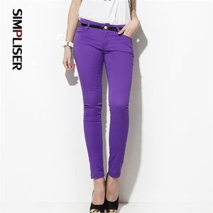 SIMPLISER Woman Jeans Pants Skinny Leggings Female Trousers Plus Size 24 Colors Ladies Basic Pencil Black red 210809