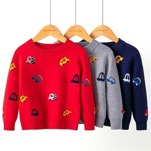 Kinder Jungen Mädchen Pullover Herbst Winter Kleidung Cartoon Auto Kinder Langarm Strick Kleidung Pullover Germesen Tops 210521