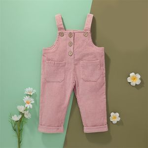 Tjejer kläder vår sommar corduroy baby jumpsuit för byxor overalls toddler kläder 210528
