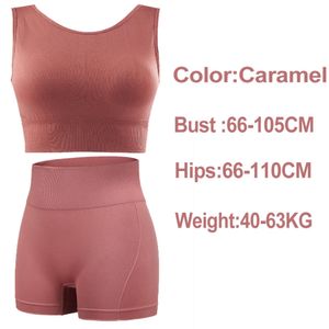 Set top corto da donna Pantaloncini da motociclista + Canotte Abiti casual senza maniche femminili Moda estiva Tinta unita Nero Caramello Top Set X0428