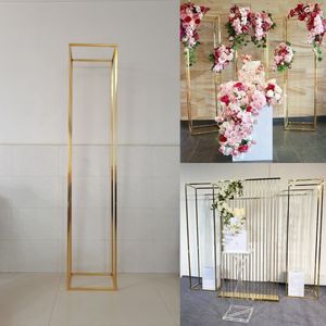 200 cm Eisensäule Hochzeits Hintergrund Bildschirm Blume Display Dekoration Geburtstagsfeier Bühne Hintergrundballons Rattan Square Frame Rack Metall Sockar Säule Ständer