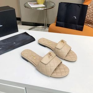 Fashion Brand Sandals Genuine Leather Women Slippers Summer luxury Flat Slides Ladies Beach Sandal Party Wedding Oran Slipper With Box