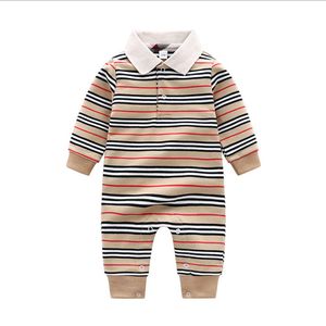 Kids Clothing baby boy girl Jumpsuits Rompers one-piece Long sleeve 100% cotton clothes 1-2 years old Striped lapel knitting