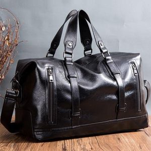 Duffel Bags Fashion Men's PU Travel Luggage Waterproof Suitcase Bag Large Capacity Male High-Capacity Leather Handbag