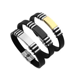 Bangle Bracelets großhandel-Armband Weiche Armband Schmuck Silikon Edelstahl Armband Schriftzug Paar Geschenk Paar