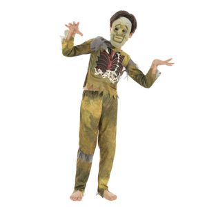 Eraspooky Scary Swamp Zombies Cosplay Boys Skeleton Shirts Halloween Costume For Kids Party Fancy Dress Skull Mask Q0910