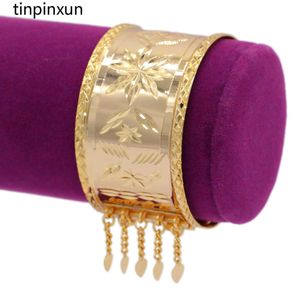 Pinxun Rose Gold Color Dubai Etíope pode abrir tassles Bangle para mulheres meninas Africano Médio East Bracelet Jóias presentes 1227-1 Q0717