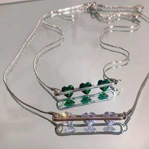 Declaração moda zircon coração bar colar para mulheres personalidade hip hop jóias gargher collares branco verde