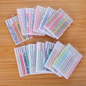 10pcs Set Pen Multi Color Gel Ink Pens Cartoons Vintage Marker Liner Cute Ballpoint Stationery Gift Office School Supplies 0287