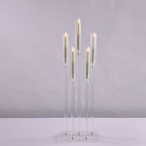 No candle including)5 arms candle holder table centerpiece crystal candelabra wedding event decor senyu497