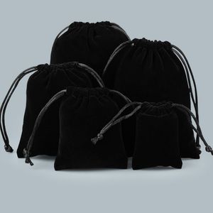 7*9cm 10*12cm takı çantası siyah kadife boncuk bilezik kolye küpe torbaları çizmek ambalaj düğün partisi dekor
