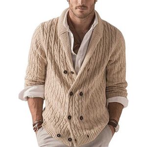 Cardigans Men Long Sleeve Sweater Mens Laple Knitted Jackets V-Neck Loose Solid Button Sweater Tops Causal Vintage Sweaters Men Y0907