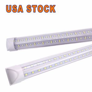 V-formad 8ft LED-rörlampa T8 Integrerade LED-rör Dubbelsidiga SMD2835 LED-fluorescerande belysning AC85-265V Dagtid Butiker Lights USA-lager