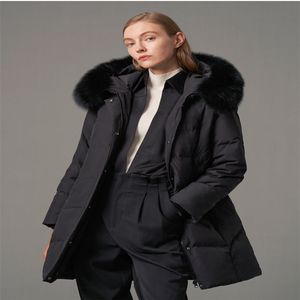 Premium women's leading winter pike suit fur hooded down jacket fashion coat